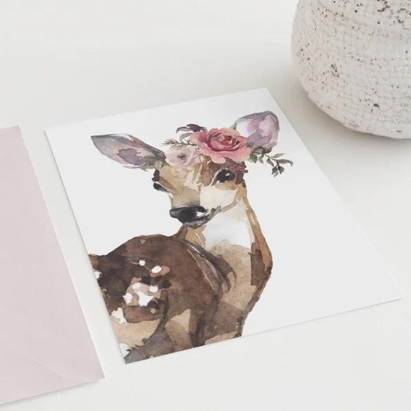 Wall Art Baby Deer Watercolor Illustration Print Poster UNFRAMED - Picture 7 of 9
